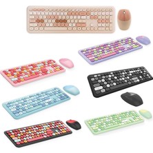 Mofii 666 2.4g Kablosuz Karışık Renkli Klavye ve Mouse SET-AL4185 (Pembe)