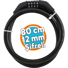 Şifreli Bisiklet Kilidi 80 cm Halat Zincir Çelik Kilit Çap 12 mm Ø Hırsız Önleme Güvenlik 1 Adet