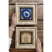 Oscar Stone Decor Çerçeveli Taş Duvar Dekoru Tablo 20X20CM 2'li Set (463-1481) Ayetel Nazar Boncuğu