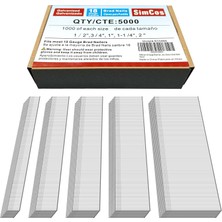 5000 Adet 18 Ayar Brad Çivi (1/2, 3/4, 1, 1-1/4, 2) Galvanizli 18 Ga Çivi Tabancası Çivileri Pnömatik, Elektrikli Brad Çivi Çivi Makinesi Için Çeşitli
