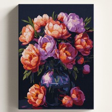 Sayılarla Boyama Tuval Hobi Seti Sümbül Temalı Fırça ve Boya Dahil Set (Çıtalı) 40X50 cm Kendin Yap Sayılarla Tuval Boya Kiti (Kasnaklı)