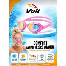 Comfort Pembe Aynalı Yetişkin Yüzücü Gözlüğü, Anti-Fog, Uv Korumalı, Vakumlu