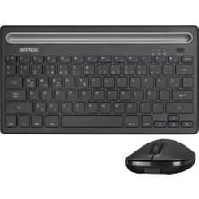 KM-BT803 Bluetooth Klavye Ultra Ince Mac/win/android/ios Uyumlu Tablet Standlı Kablosuz Klavye+2.4ghz Mouse Siyah