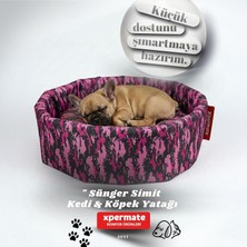 Kedi ve Köpek Yatağı Küçük Irk Köpek Yuvası Sünger Simit (Kamuflaj, 45 Cm)