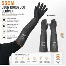 55 cm Uzun Koruyucu Iş Eldiveni – Kimyasal Dayanımlı, Su Geçirmez, Kaymaz Avuç Içi, Endüstriyel ve Temizlik Eldiveni