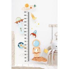 Uzay Figürlü Boy Cetveli Boy Ölçer Sticker Çocuk Bebek Odası Duvar Sticker Seti