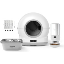 Happy Trend Smart Kameralı Otomatik Kedi Tuvaleti ve Kameralı Otomatik Mama Kabı 5l Çelik Akıllı Kedi Su Pınarı ve Yedek Filtre 4'lü Set