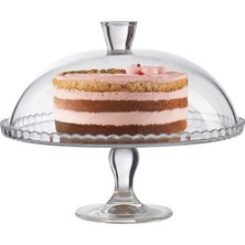 Happy Trend Cam Pasta Cupcake Muffin Ekran Standı Servis Tabağı Kek Kubbe Kapaklı
