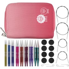Happy Trend Zing Örgü Iğnesi Seti, Yuvarlak, Değiştirilebilir, Özel 10 cm Kısa Uç, Delüks Set, Mavi