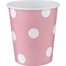 Happy Trend Karton Bardak Beyaz Puantiyeli Pembe 200CC-8OZ 8'li