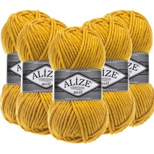 Happy Trend Süperlana Maxi El Örgü Ipi,%75 Akrilik%25 Yün, 5'li Paket, 100G/100M, 8-10 Numara Şiş Için, Hırka ve Kazak Örgüsüne Uygun (488 Sarı)