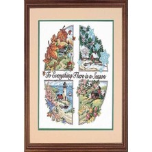 Happy Trend “season For Everything” (Her Şey Için Bir Mevsim Var) Damgalı Kanaviçe Kiti, 35,6 x 35,6 cm (G x Y), Beyaz