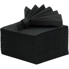 Happy Trend Peçete 40X40 cm (Açık Ölçü) – 20X20 cm Katlı, 50'li Paket, Kumaş Dokulu, Hijyenik, Premium Sofra Peçetesi (Siyah)