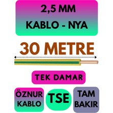 Öznur 2,5 mm Nya Kablo, 30 Metre, Sarı-Yeşil