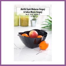 Bezos Akrilik Siyah Makarna Süzgeçi & Sebze Meyve Süzgeçi Siyah (32 * 23 Cm) Rengaren