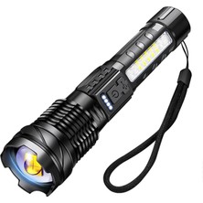Tr A76 El Feneri, Led, Şarj Edilebilir, Son Derece Parlak, 20000 Lümen, Yan Işıklı, Kırmızı