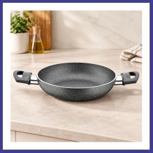 Bezos Granit Tava 22 cm Çift Saplı Gri Kırçıllı Mrl