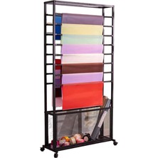 Sağlam, Mobil Çelik Depo Rafı, Kumaş Ruloları Için, Taşıma Kapasitesi 200 Kg, Endüstriyel Kalite, Tekstil ve Duvar Kağıtları Için Uygundur, 140 x 70 x