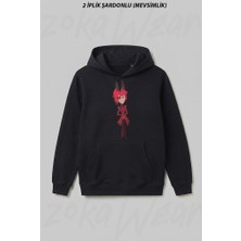 Zoka Wear Hazbin Hotel Alastor2 Ön Baskılı Kapüşonlu Sweatshirt