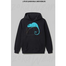 Zoka Wear Fibonacci Spirali Bukalemun Baski Ön Baskılı Kapüşonlu Sweatshirt