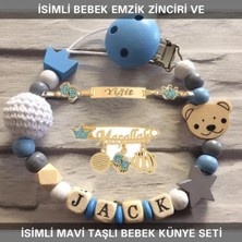 Tr Isimli Bebek Emzik Zinciri ve Künye Seti, Mavi