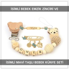 Tr Isimli Bebek Emzik Zinciri ve Isimli Bebek Künye Seti, Mavi