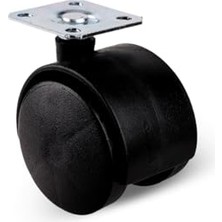 Toptan Budur Düz Tabla Tekerlek 50 Mm, Masa Sehpa Dolap Tekeri, Krom Siyah 50 mm