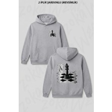 Zoka Wear Satranc Zeka Oyunu Sah Mat Vezir Ön Arka Baskılı Kapüşonlu Sweatshirt