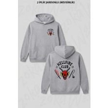 Zoka Wear Hellfire Club Dizi Stranger Things Ön Arka Baskılı Kapüşonlu Sweatshirt