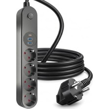 Myg Plus 3 Metre Termal Akım Korumalı 4'lü Priz ile USB Girişli Dönüştürücü