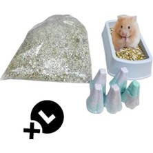 Şanal Suriye Hamsterları Için Tuvalet Kabı ve Meyveli Kemirme Seti