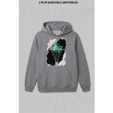 Zoka Wear Yamac Parasutu Paragliding B Ön Baskılı Kapüşonlu Sweatshirt