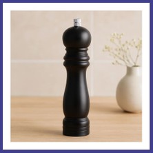 Bezos Siyah Ahşap Tuz ve Baharat Öğütücü - Büyük (Ø4.5 cm x 19.5 Cm) Mrl