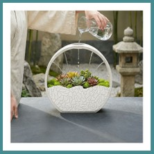 Bezos 3D Baskı Self-Watering Planter - Kendi Kendini Sulayan Saksı-Beyaz Mac