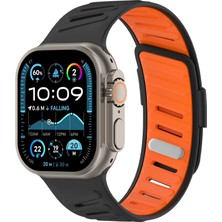 Zenviaa Apple Watch Ultra 49MM Twin Silikon Kordon - Siyah-Turuncu ZENVIAA365423