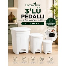 Die Grup Tr Lorempbox 3'lü Pedallı Çöp Kovası Seti 20 L + 10 L + 5 L Çıkarılabilir Iç Kovalı