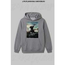 Zoka Wear Dawn Of The Planet Of The Apes - Maymunlar Cehennemi Safak Vakti Ön Baskılı Kapüşonlu Sweatshirt
