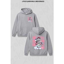 Zoka Wear Demon Slayer Akaza Ozel Tasarim Ön Arka Baskılı Kapüşonlu Sweatshirt