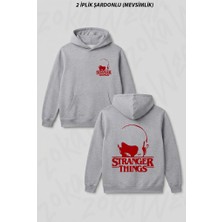 Zoka Wear Stranger Things Eleven Dizi Ön Arka Baskılı Kapüşonlu Sweatshirt