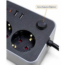 İlkyaz Fashion If Bilgisayar ve Mobil Cihazlar Için USB ve Type C Çıkışlı Akım Korumalı Uzatma Prizi