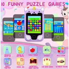 İlkyaz Fashion If Çocuklar Için Eğitici Telefon Dokunmatik Ekran Çift Kameralı Fenerli Müzik Çalar Oyun Video Pembe