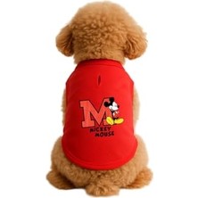 Die Grup Kedi ve Köpek Kıyafeti & Elbisesi Kırmızı Mickey Mouse Atlet S