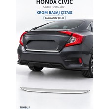 Trobus Honda Civic 2016-2021 Uyumlu Krom Bagaj Çıtası Paslanmaz Çelik
