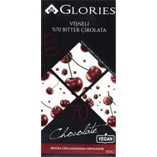 Glorıes Tablet Çikolata 100G Vişne Kakao - Vegan Bitter Çikolata 5'li Avantaj Paketi - 5 Adet