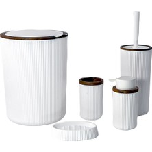 Box Up Banyo Seti 5 Parça Ahşap Beyaz Şık Banyo Aksesuarı 6'li Avantaj Paketi - 6 Adet