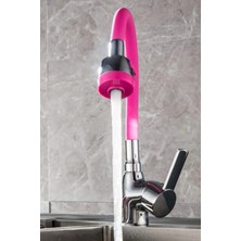 İlkyaz Fashion Ergonomik Pembe Renkli Bükülebilir Lavabo Musluk Başlığı ve Borusu