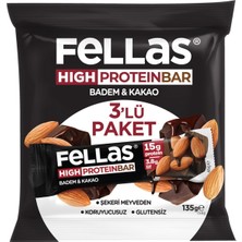 Fellas Badem ve Kakaolu Yüksek Protein Bar 3 x 45 G - 4 Adet