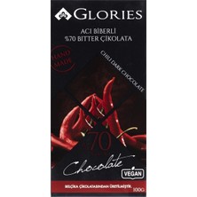 Glorıes Tablet Çikolata 100G Biber Kakao %70 Bitter Vegan Belçika Çikolatası