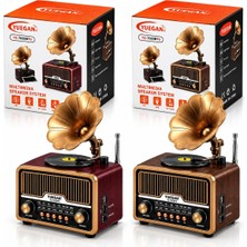 İlkyaz Fashion If Solar - Ibreli Gramafon Radyo - Retro Am - Fm - Sw USB - Type-C Sarjlı Bt - Tf - USB Speaker YG-7020BTS