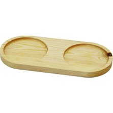 İlkyaz Fashion If 2 Bölmeli - Oval Açık Renk=sade Ahşap Yağdanlık Altlık 27X12.5CM